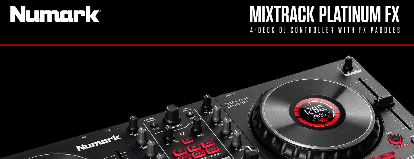 Numark Mixtrack Platinum FX - DJ Controller For Serato DJ with 4 Deck  Control, DJ Mixer, Built-in Audio Interface, Jog Wheel Displays and FX  Paddles