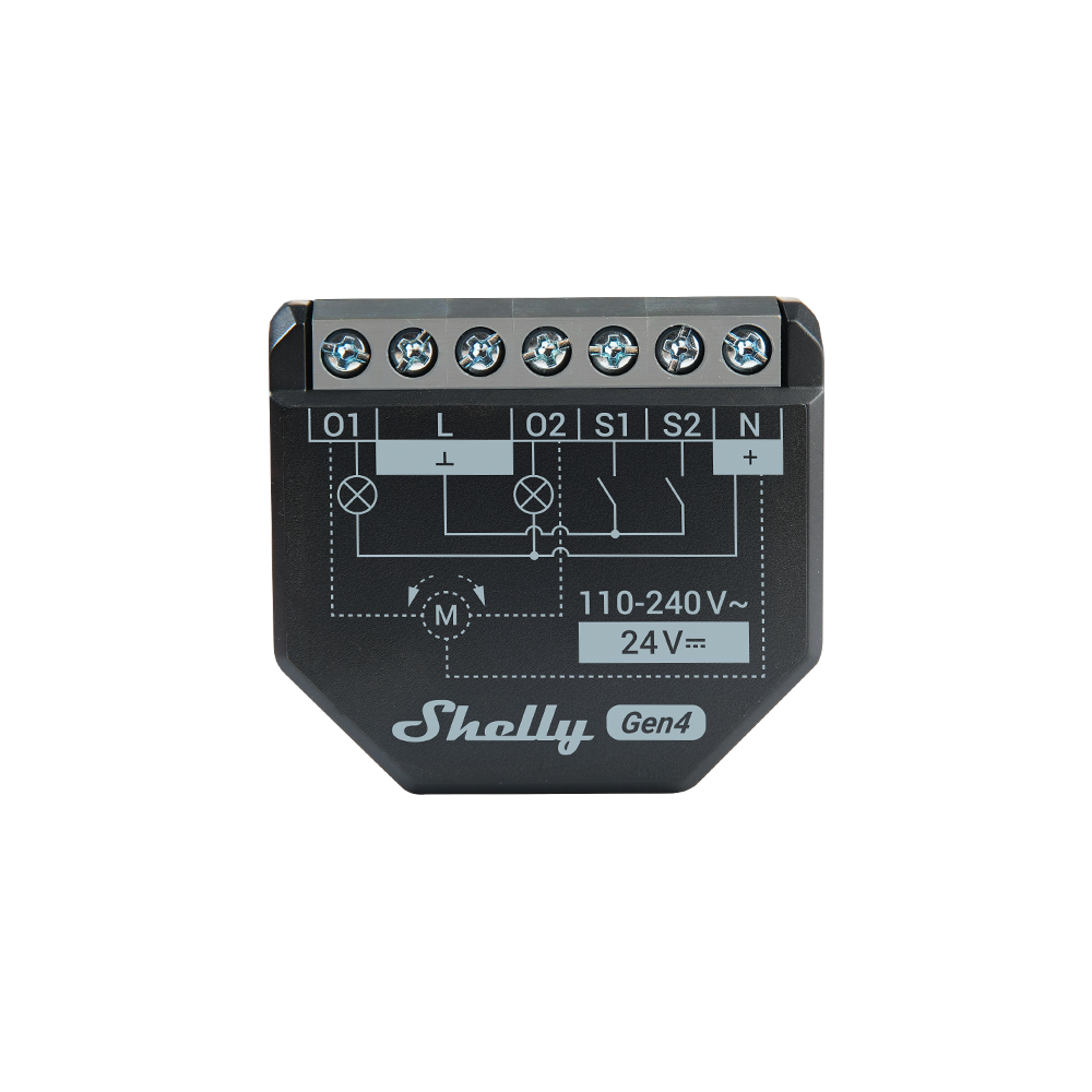 Shelly 2PM Gen4: отдельные выходы O1 и O2 и входы S1 и S2