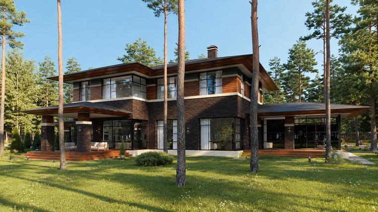 Загородный дом в стиле Райт 450 м² — Премиум Хаус, СПб и Ленинградская область