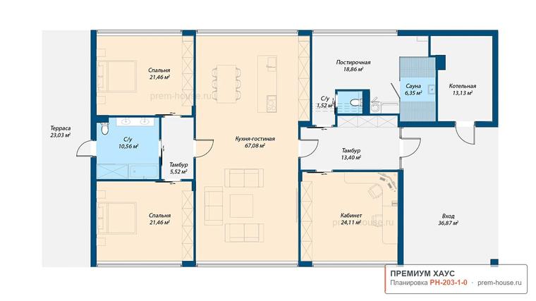 Планировка дома Урбан КП-120, 203 м²— Премиум Хаус