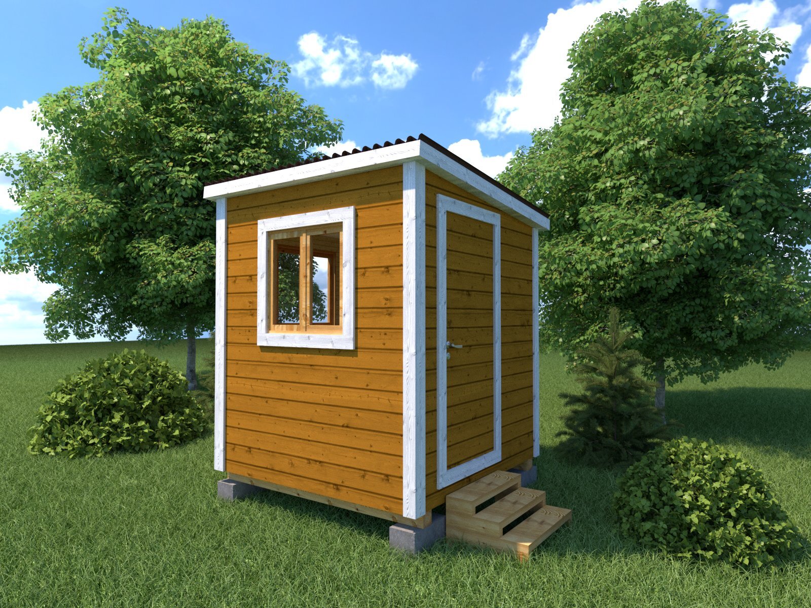 Бытовка классическая деревянная 2 м с односкатной крышей