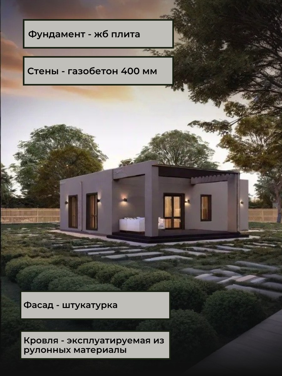 Проект дома 84 м2 / Газобетон / 1 этаж / — фото 5