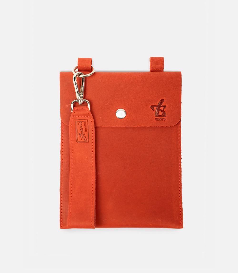 кошелек из кожи знать ярко-красный КОРАЛЛ L