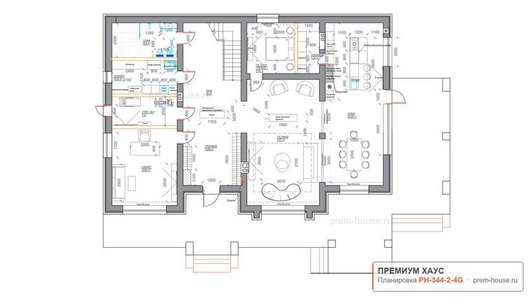 Планировка 1 этажа дома Райт с плоской кровлей П-350, 344 м²— Премиум Хаус