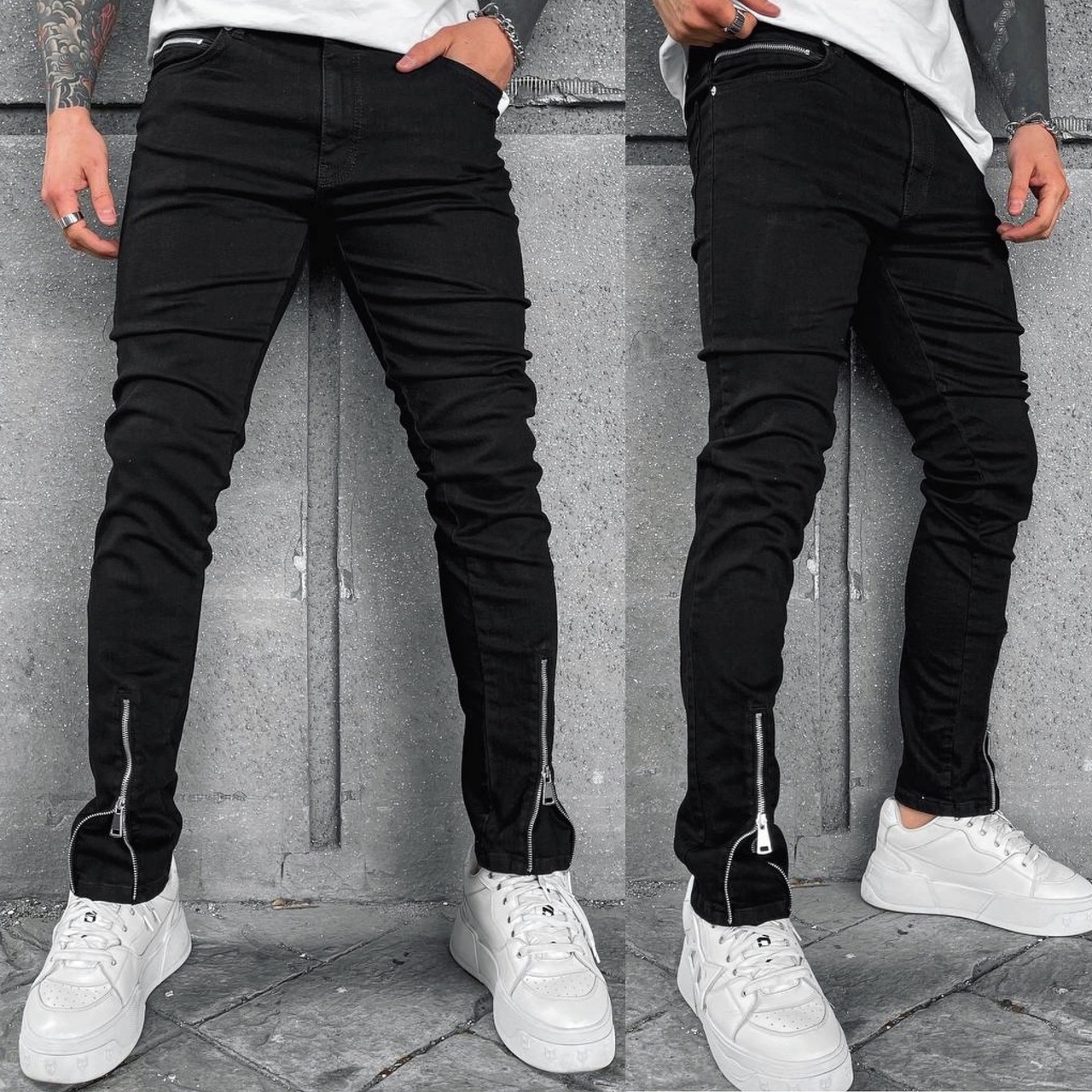Дизайнерские джинсы Black с молниями Collection 2023