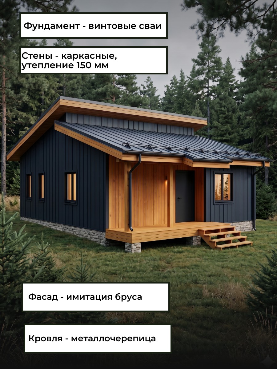 Проект дома 101 м2 / Каркасник / 1 этаж  — фото 5