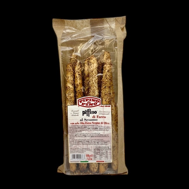 Гриссини Пиффино из полбы с кунжутом 150 г, Piffino di farro al sesamo Prato 150 gr