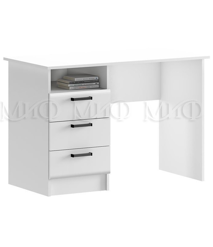 Вега NEW (Нэнси) Стол письменный (Белый глянец холодный, белый)