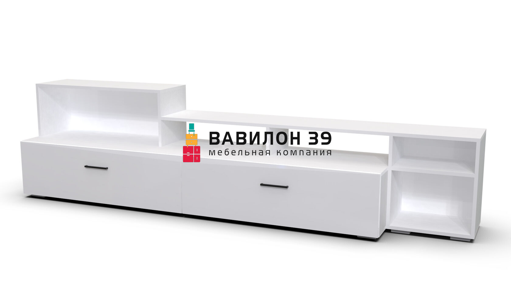 Медея сб-2495 тумба под телевизор белый/белый глянец