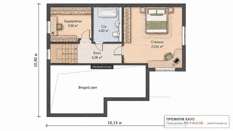Планировка 2 этажа дома Премиум Хаус - Журавли к-250, 114 м²— Премиум Хаус