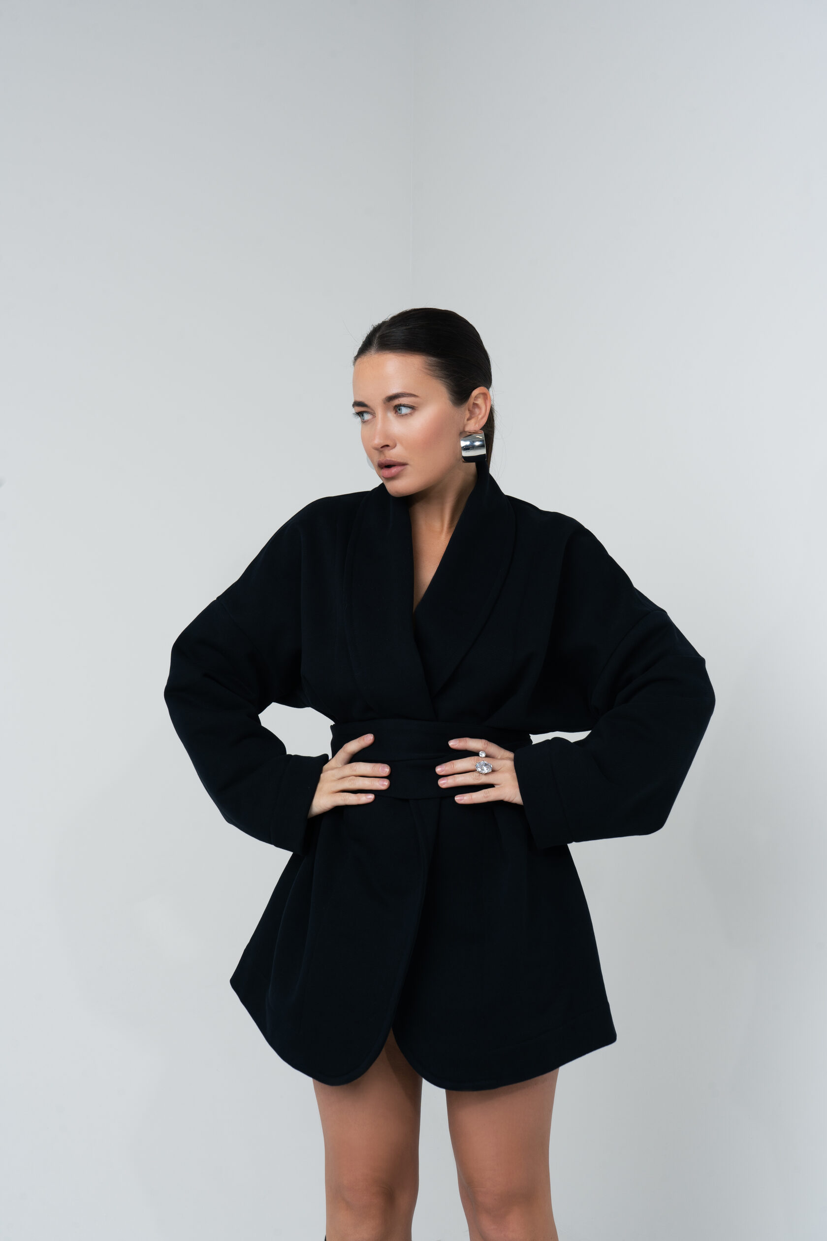 Черный пиджак кимоно