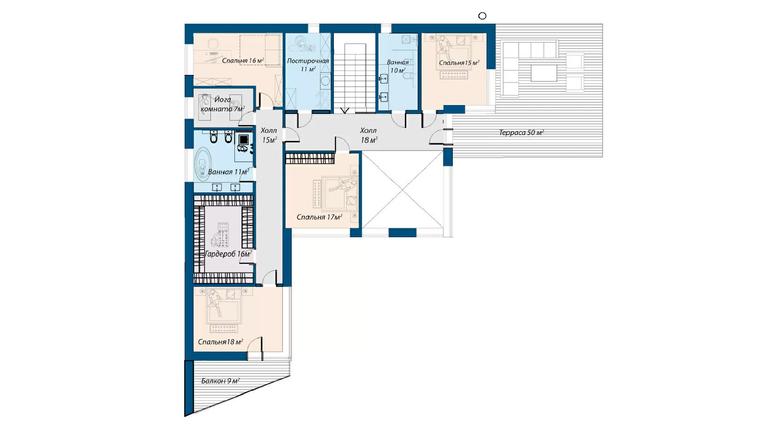 Планировка 2 этажа дома Современный КП-340, 340 м² — Премиум Хаус