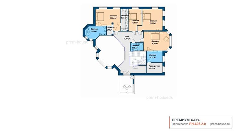 Планировка 2 этажа дома Дом в классическом стиле в Репино-парке, 605 м²— Премиум Хаус
