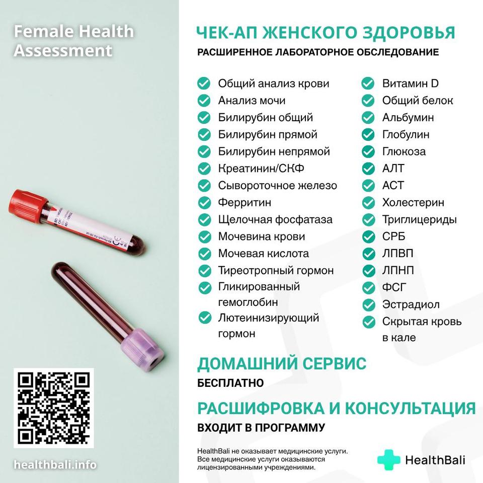 Расширенный чек-ап для женщин – Состав программы