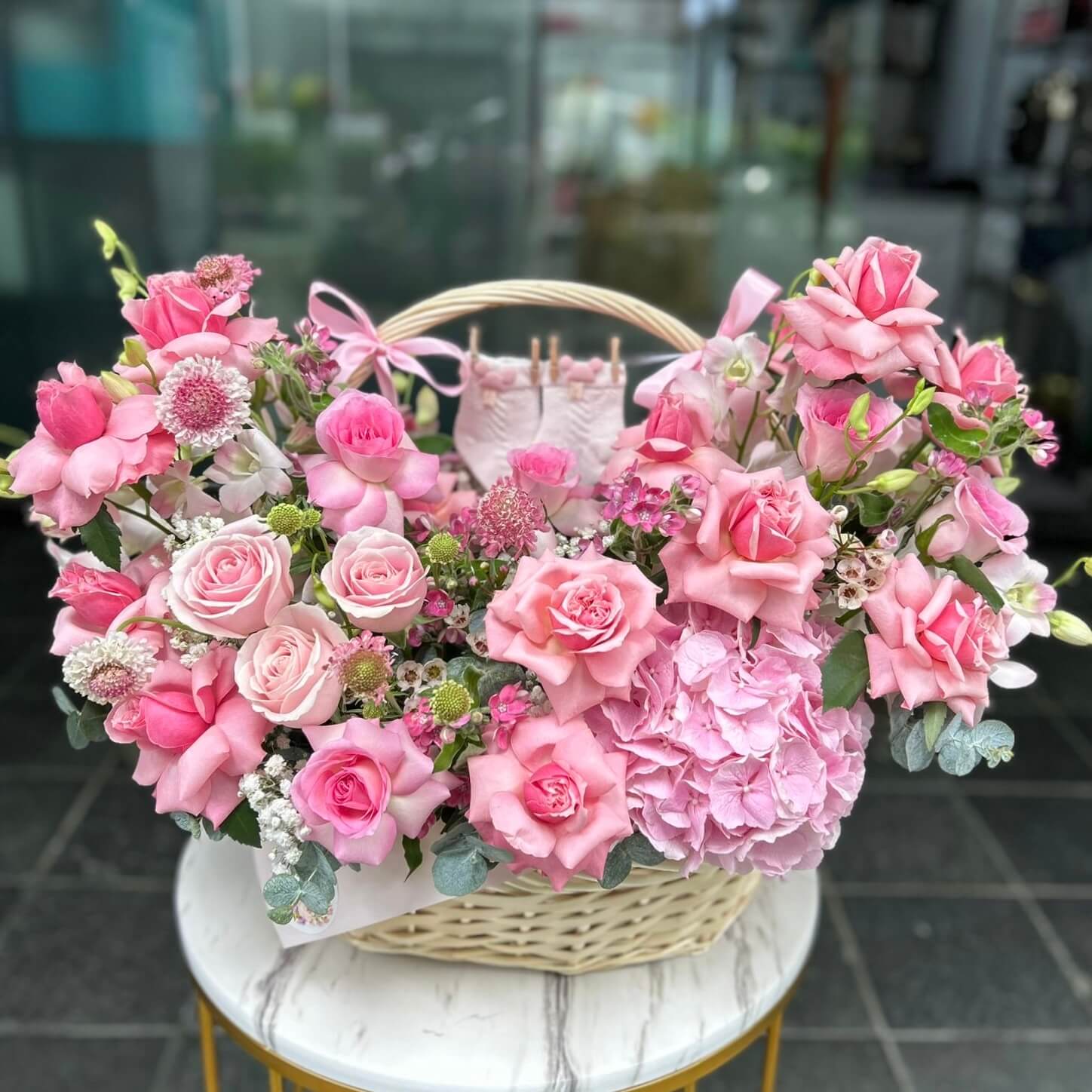 Newborn Baby Girl Flower Basket | Same-Day Delivery