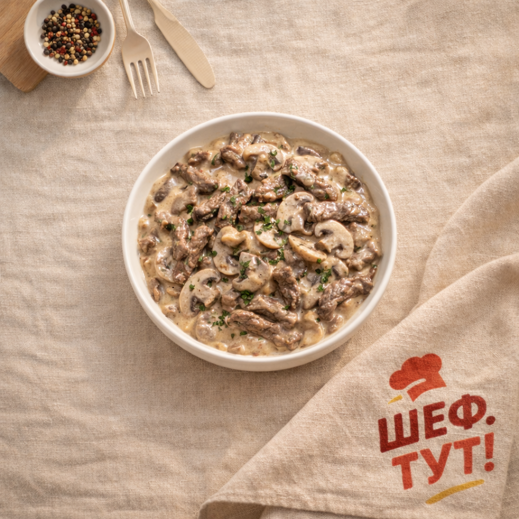 Бефстроганов с грибами