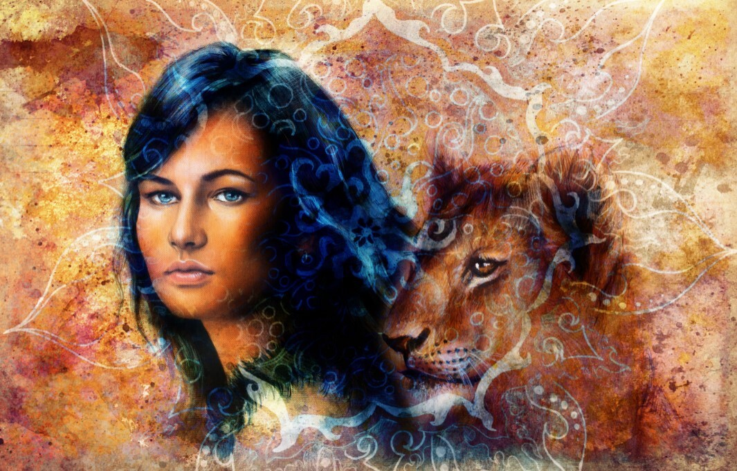 Образ портрет женщины и Лев.