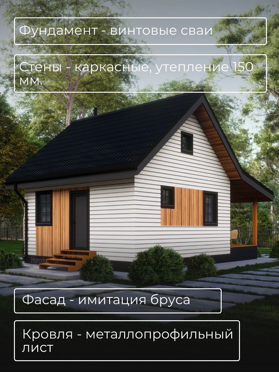 Проект дома 32 м2 / Каркасник / 1 этаж / — фото 5