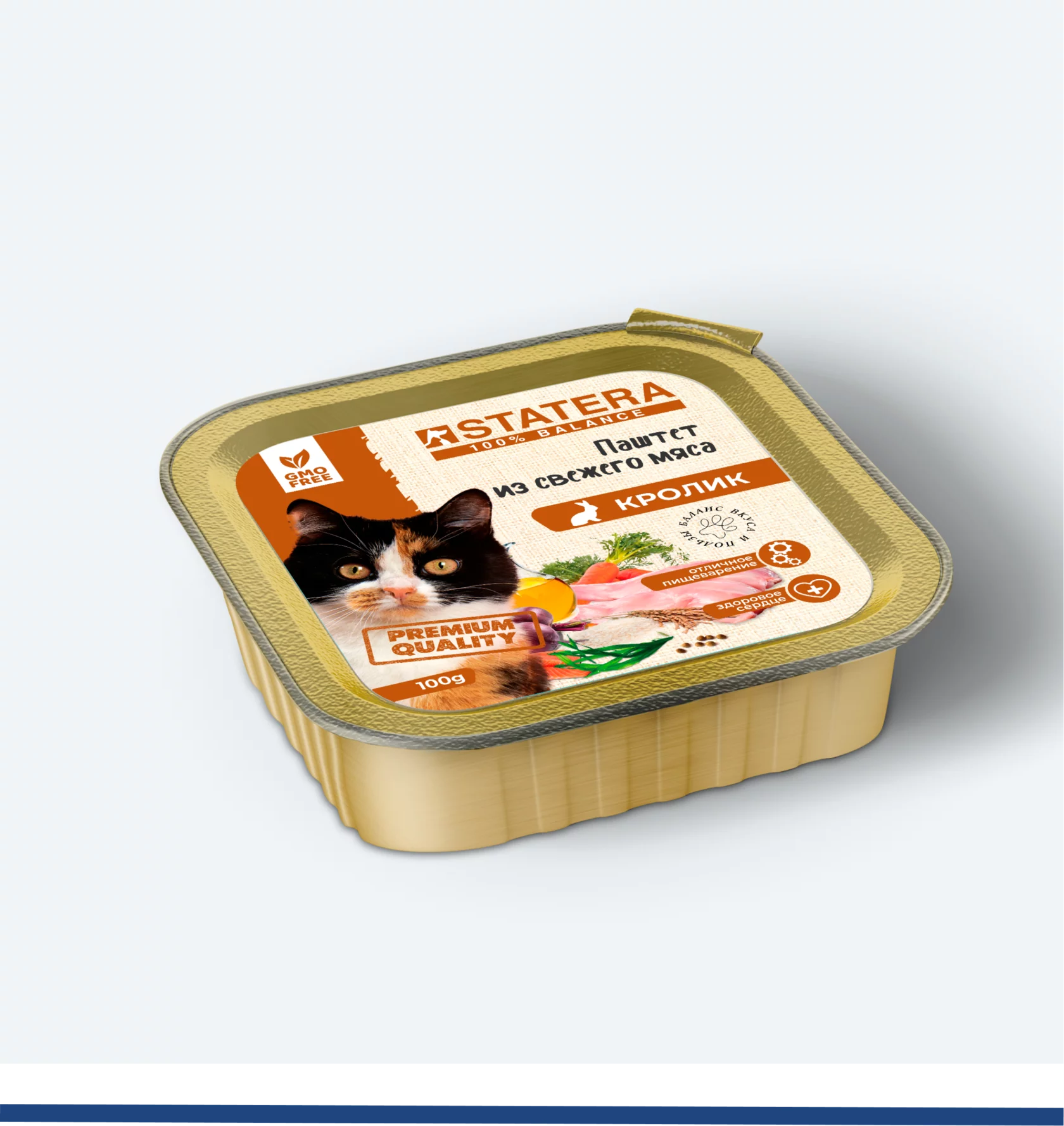 Полнорационный мясной паштет для кошек и котов с кроликом, 100г