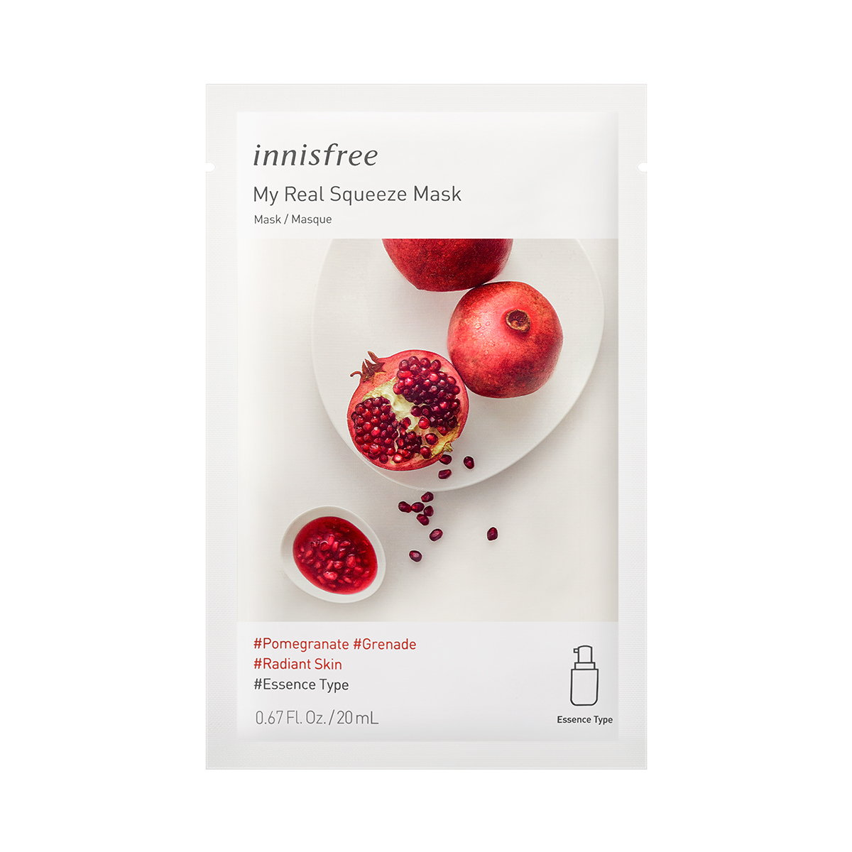 Тканевая маска для лица Innisfree my real Squeeze Mask. Тканевая маска для лица с экстрактом граната - Innisfree my real Squeeze Mask Pomegranate. Innisfree my real Squeeze Mask ex. Маска Pomegranate корейская с гранатом.