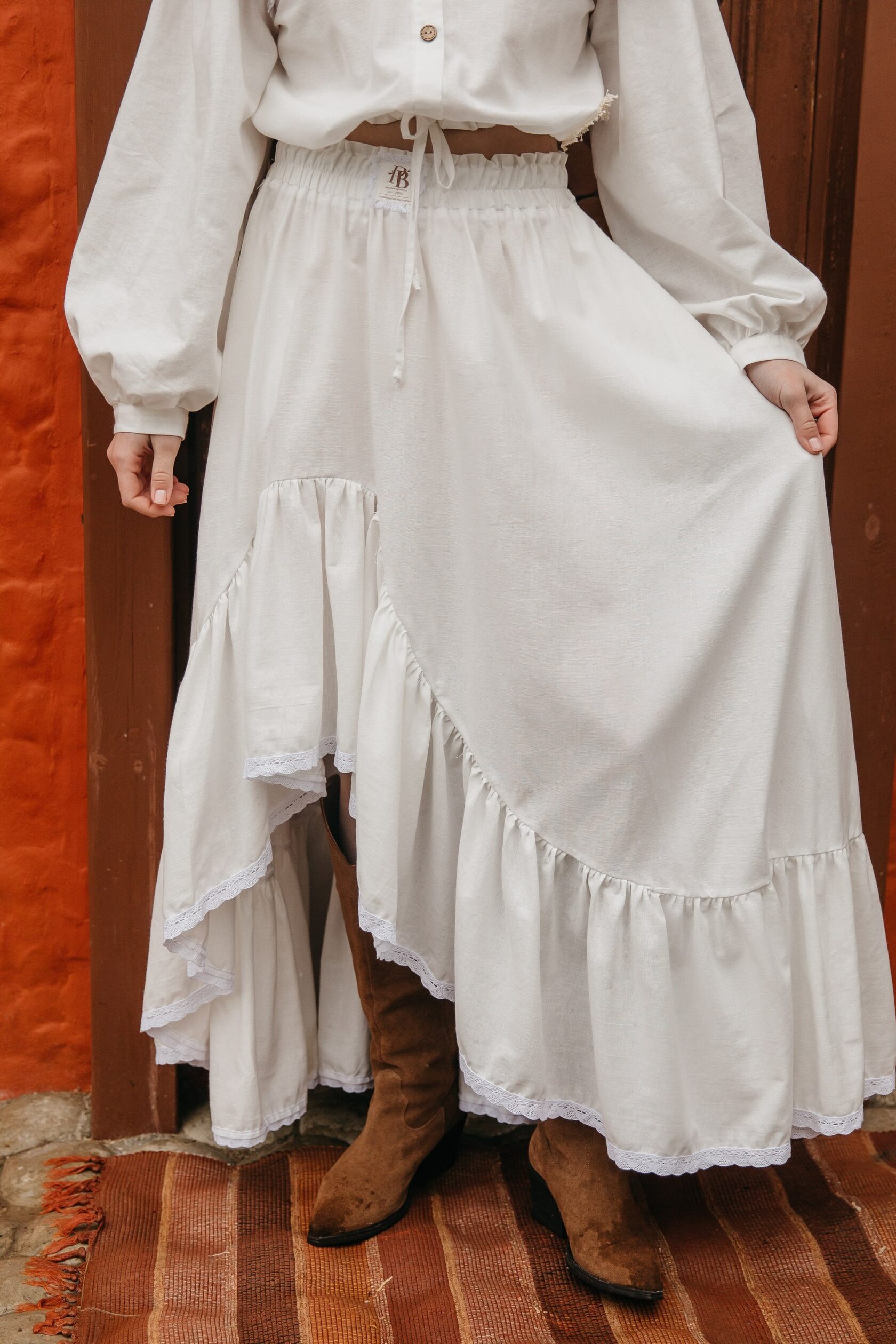 Юбка с воланом и кружевом «Есения»