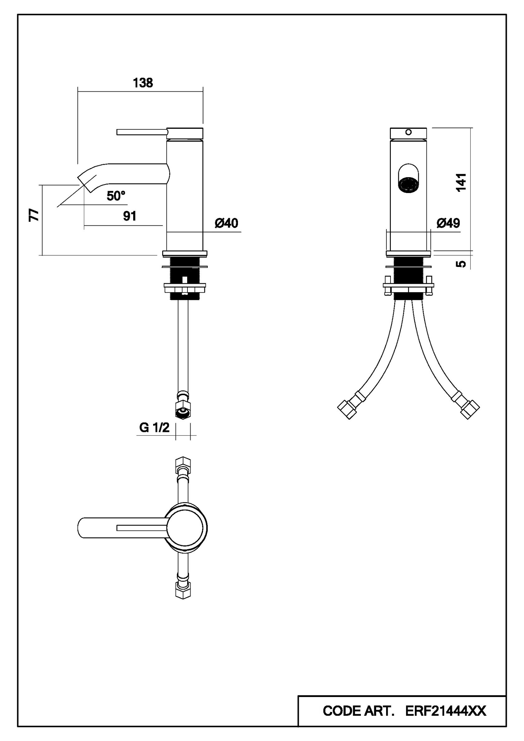 Cмеситель для раковины Fluida схема