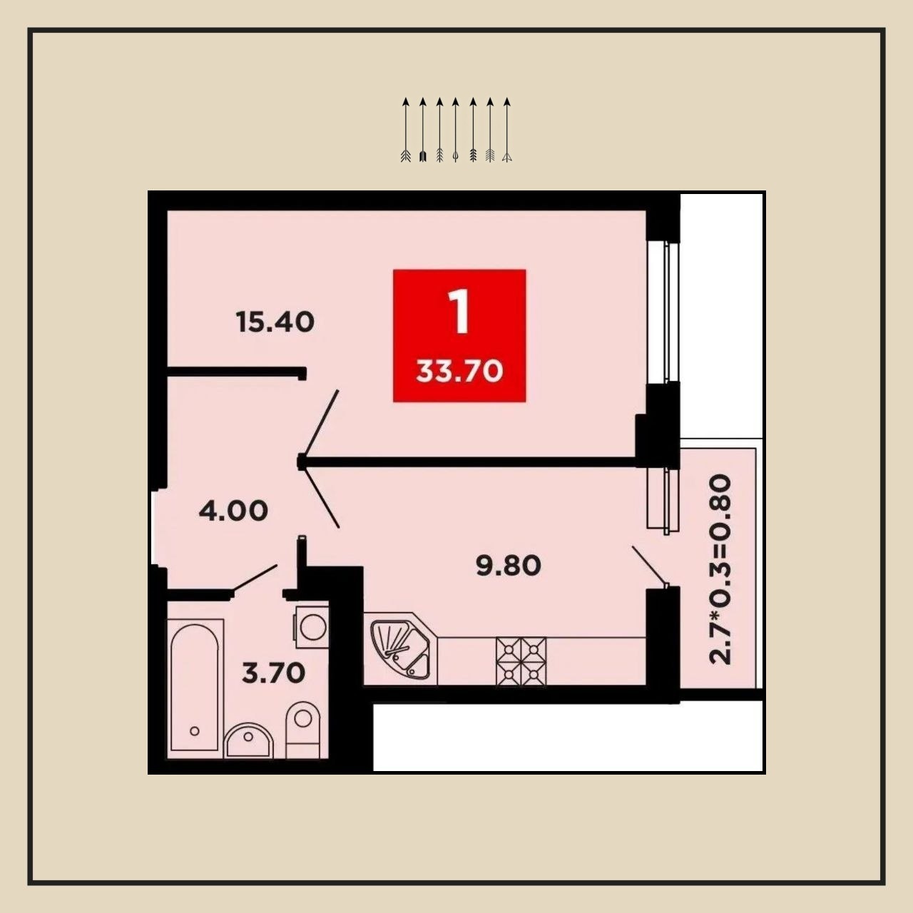 1-комнатная квартира, 36 м², ЖК Нео Квартал · Б. Западный Обход/Энка
