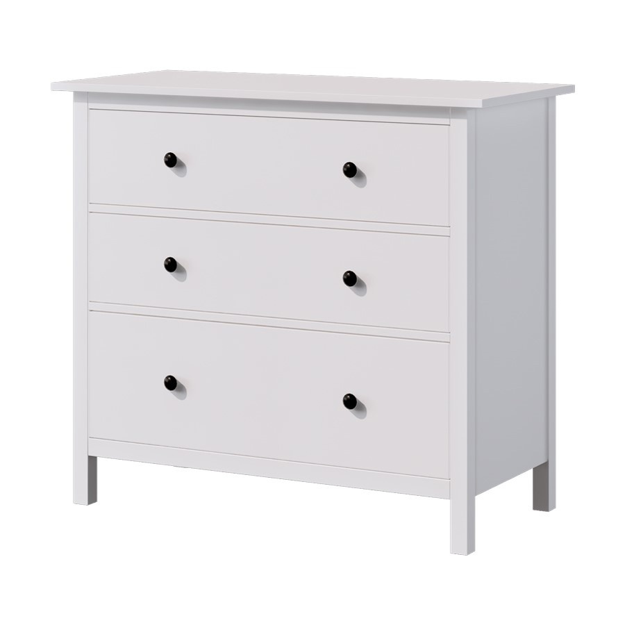 КЫМӦР (ХЕМНЭС) Комод с 3-мя ящиками, белый, 108х96х50 см