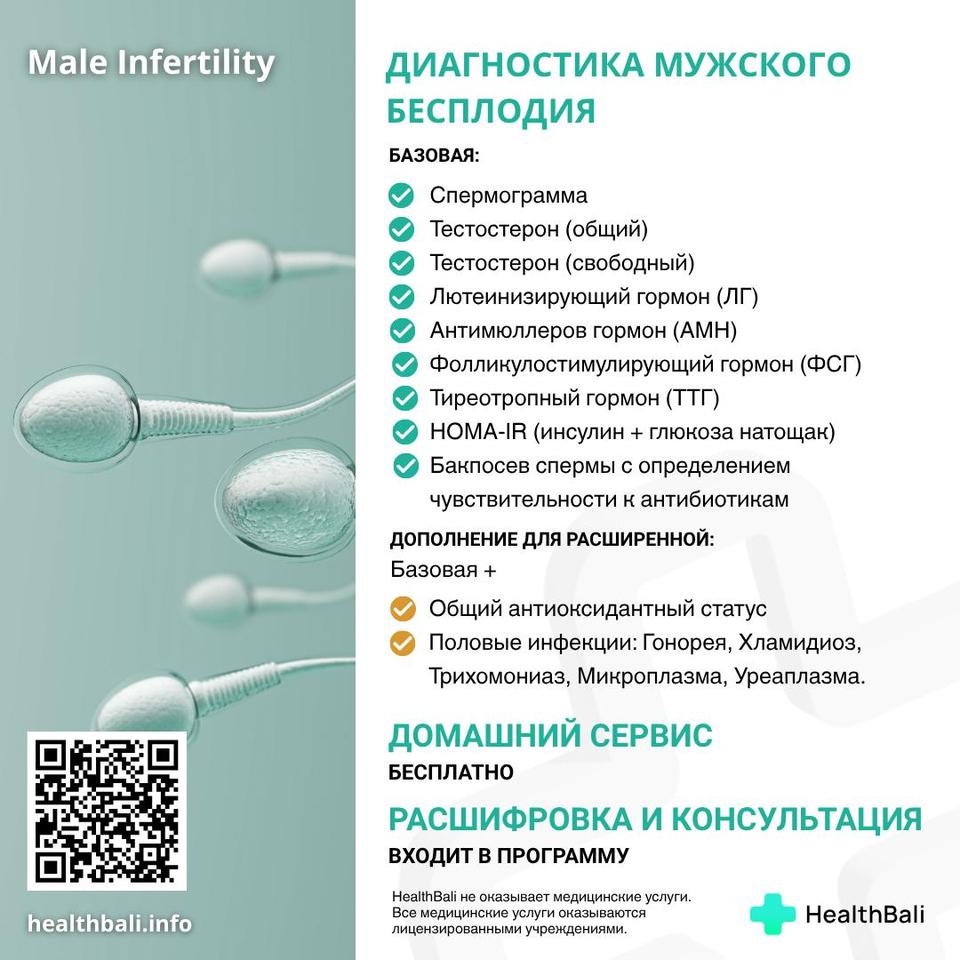 Диагностика мужского бесплодия – Состав программы