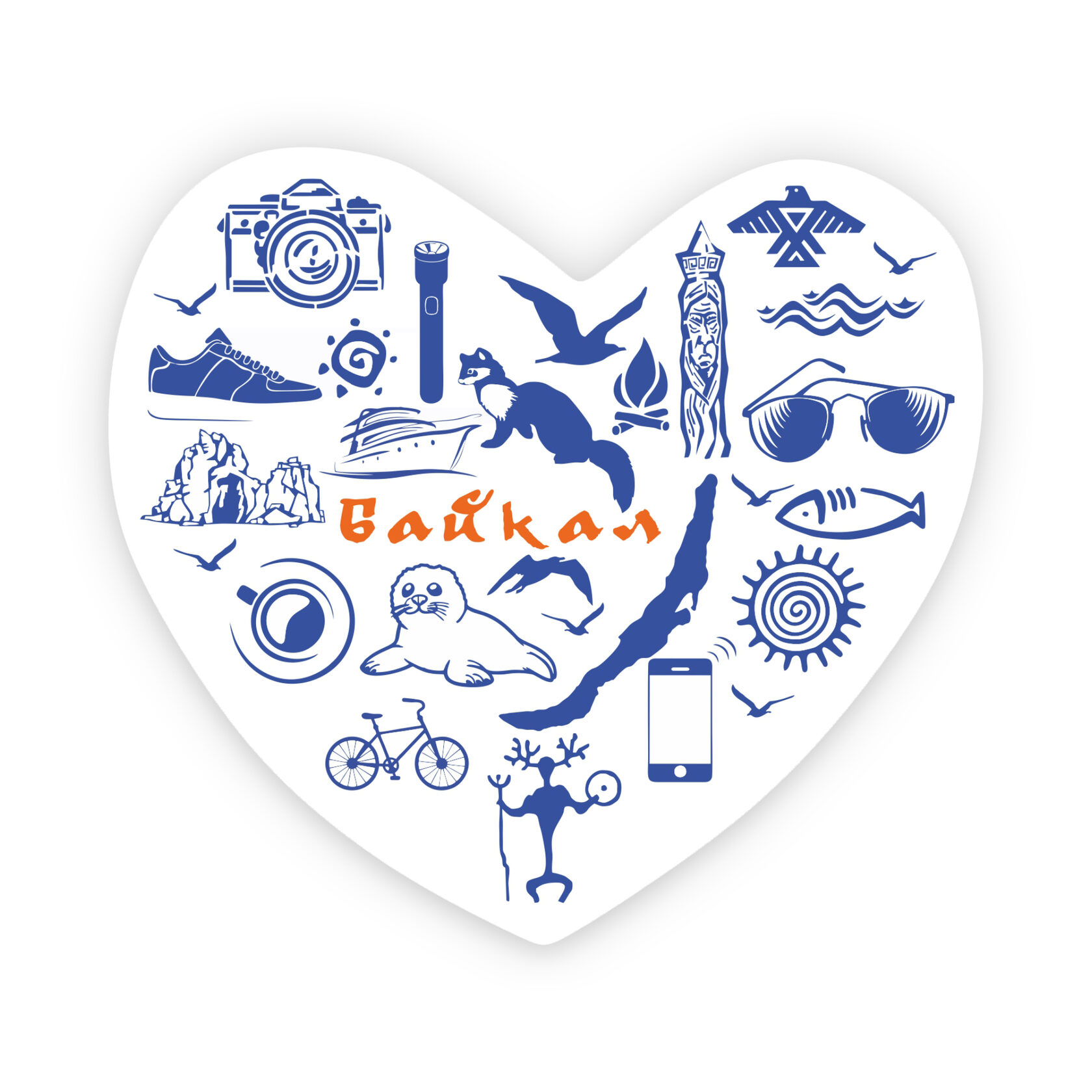 Стикер виниловый БАЙКАЛ В СЕРДЦЕ