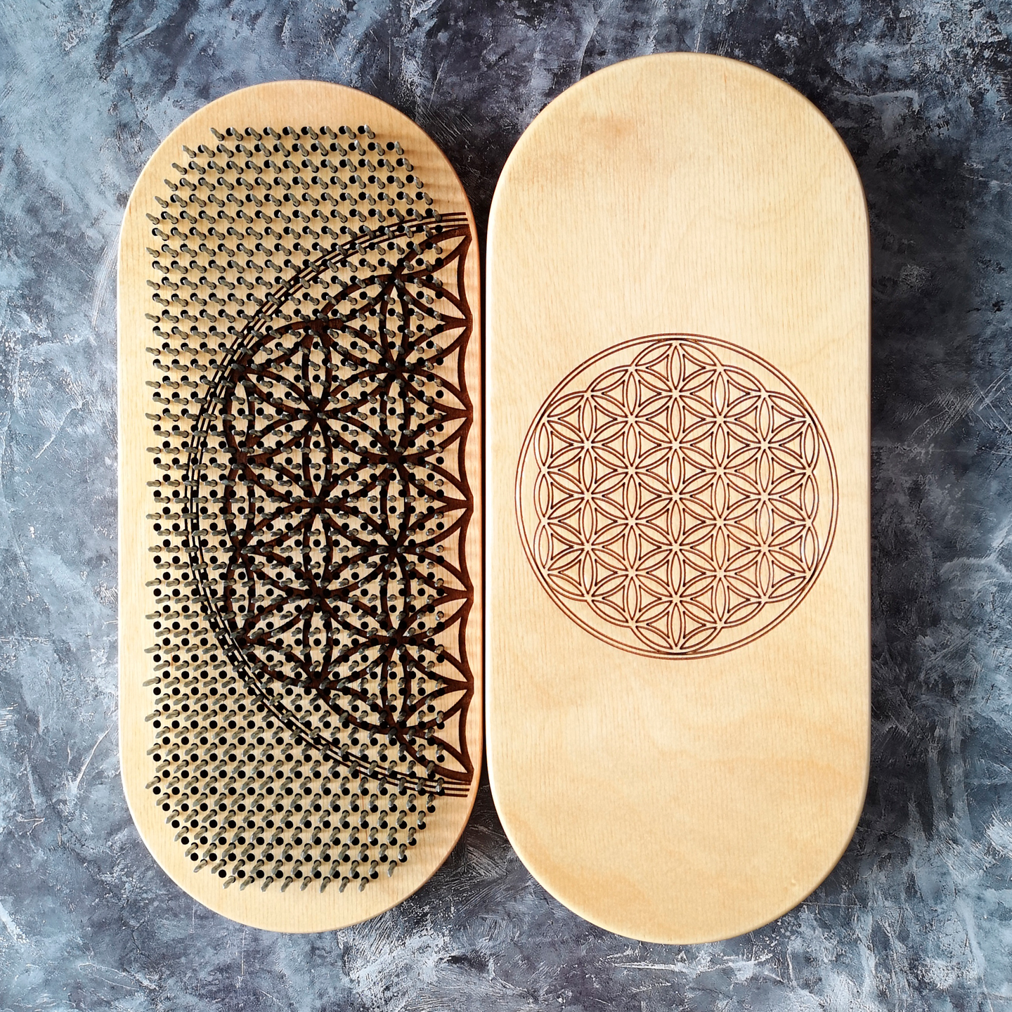 Доска садху «Цветок жизни» овальная с динамическими оцинкованными ...