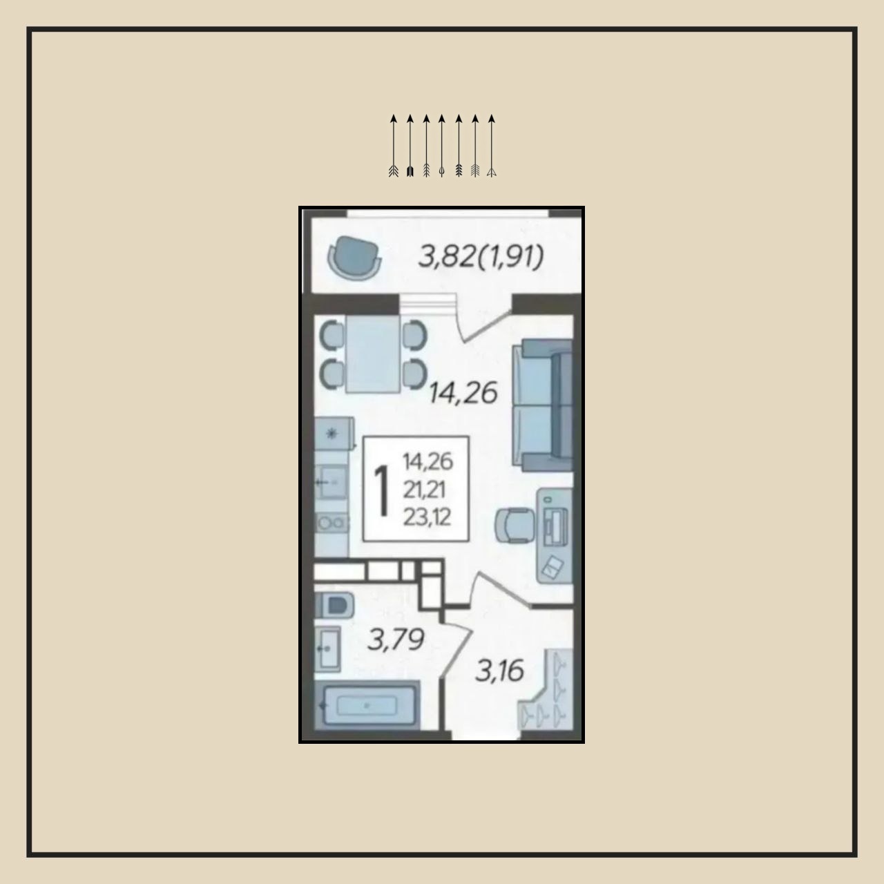 Студия, 23 м², ЖК Урал (ural) · ЧМР