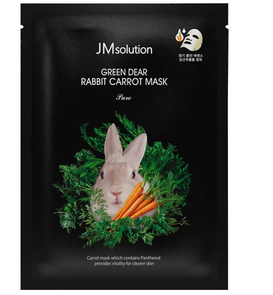 JMSOLUTION Green Dear Rabbit Carrot Mask Pure. JM solution Green Dear Rabbit Carrot Mask, 10шт. Тканевые маски для лица JMSOLUTION. Тканевая маска с морковкой для лица.