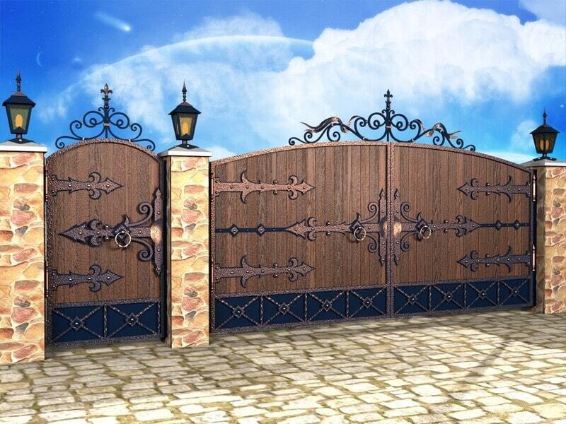 Фото красивых ворот с элементами ковки