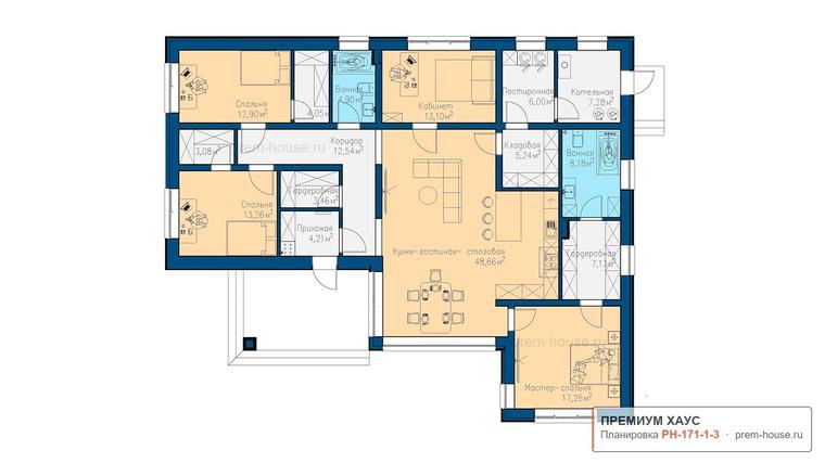 Планировка дома Современный КП-172, 171 м²— Премиум Хаус