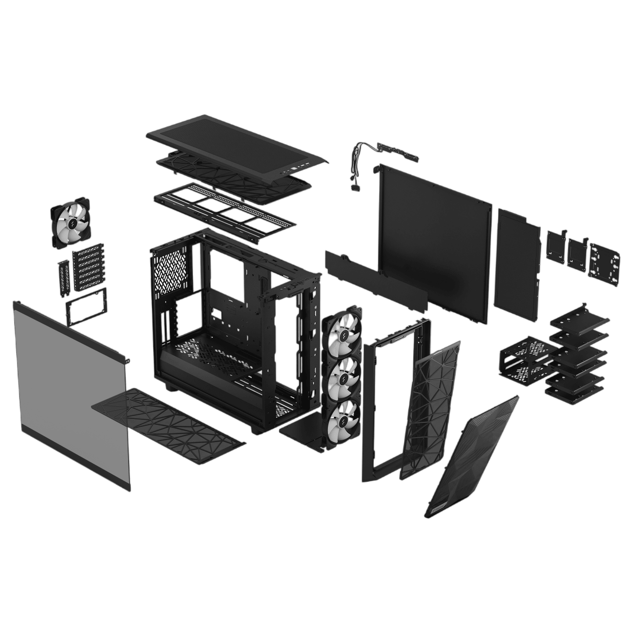 Fractal Design Meshify 2 RGB Black TG Light Tint. Fractal Design Meshify 2 RGB. Корпус Fractal Design Meshify 2 Lite RGB Black TG Light Tint. Fractal Design Meshify 2 Light TG.