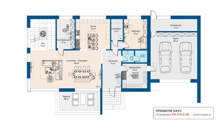 Планировка 1 этажа дома Коттедж в Репино со СПА комплексом, 379 м² — Премиум Хаус
