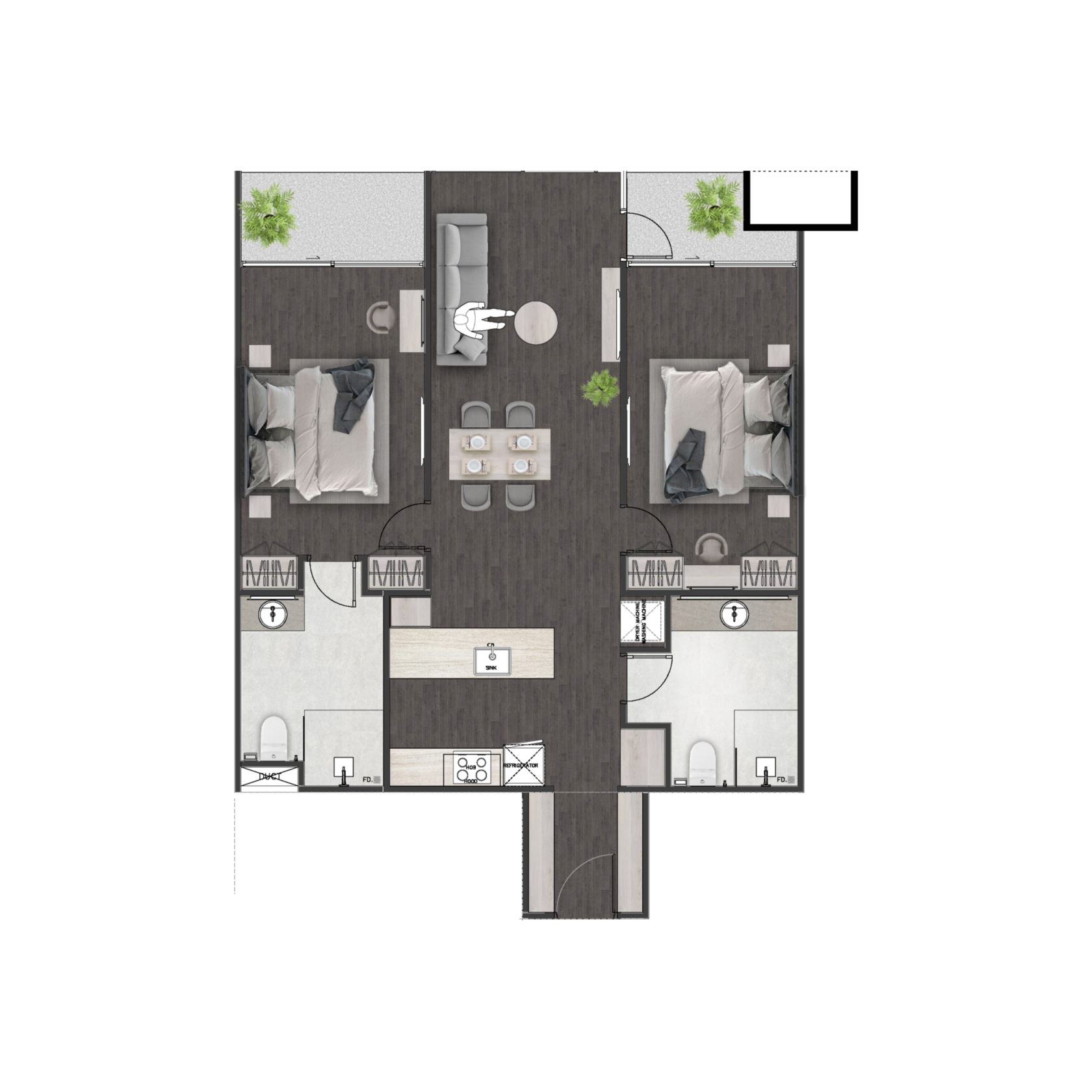 Unit 1713 — 2 Bed · 93.1 m²