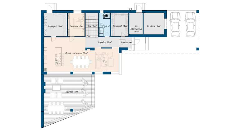 Планировка 1 этажа дома Современный КП-340, 340 м² — Премиум Хаус