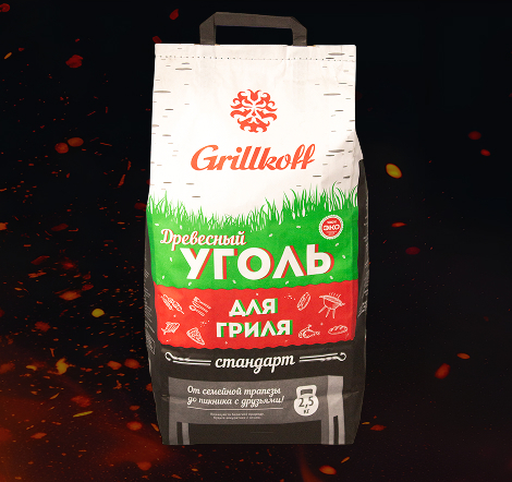 Древесный уголь Grillkoff Стандарт 2,5 килограмма