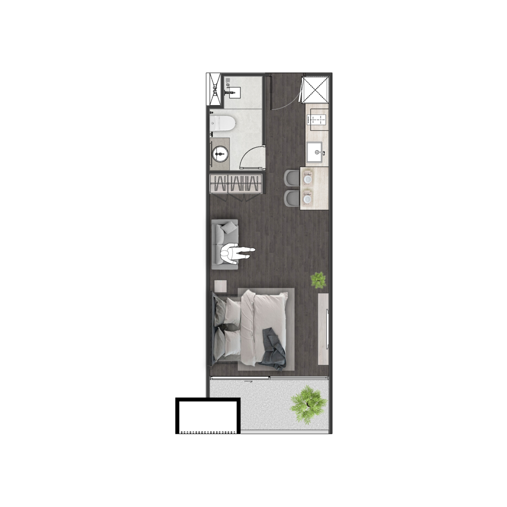 Unit 4214 — Studio · 35 m²
