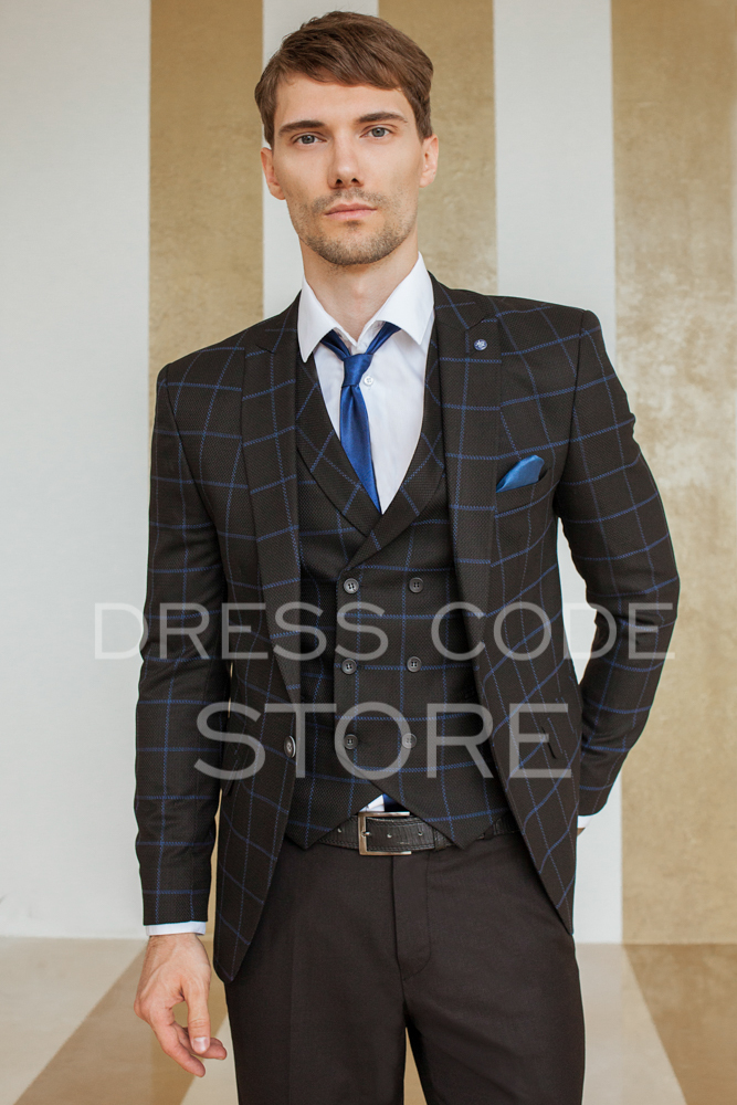 Костюм тройка в клетку HOGG на прокат
