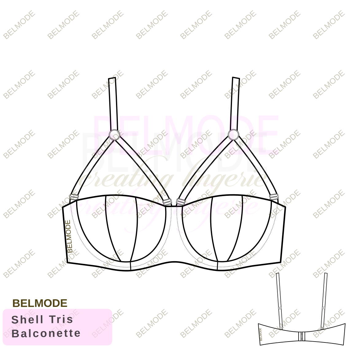 Выкройка Бюстгальтера Балконет Shell Tris Bra на Каркасе Belmode Lingerie Sewing Pattern