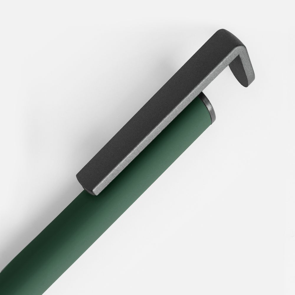 Ручка шариковая Standic Soft Touch с подставкой для телефона, зеленая