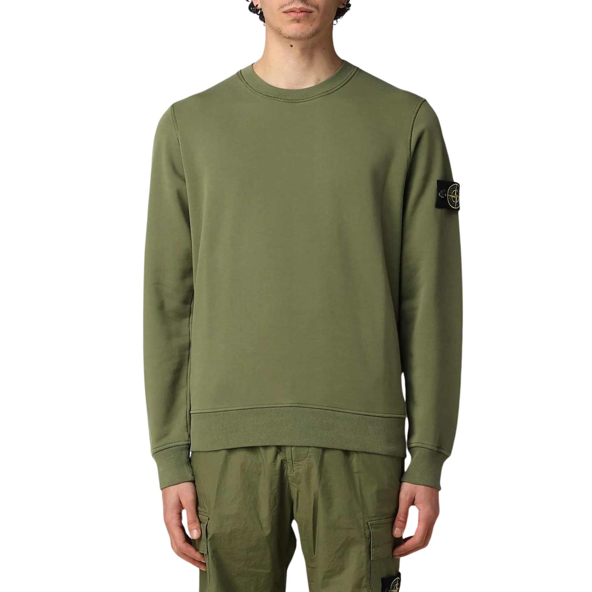 Stone island sweatshirt olive green sale