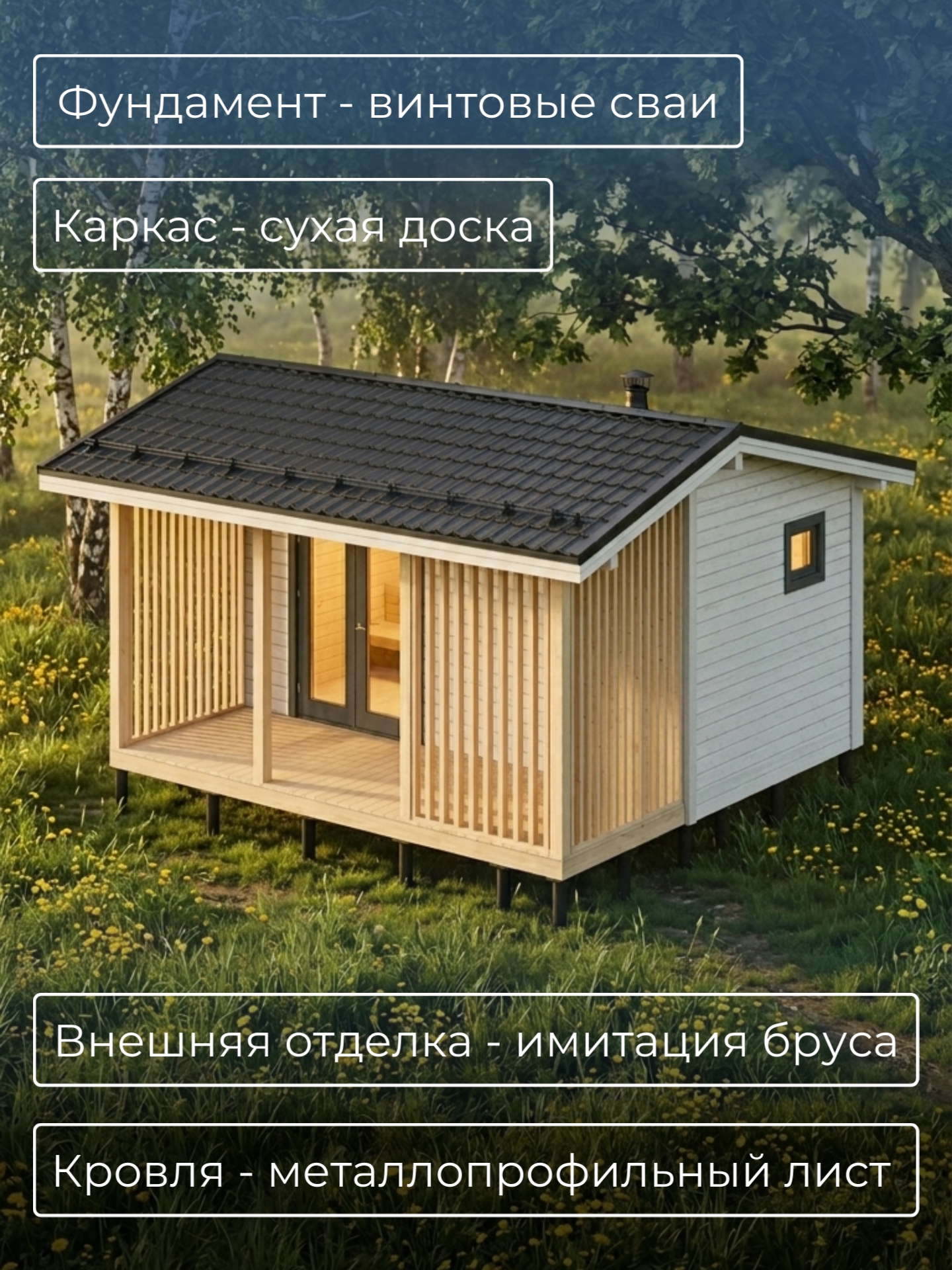 Проект бани с террасой 6х5,1м / Баня/ Ка — фото 4