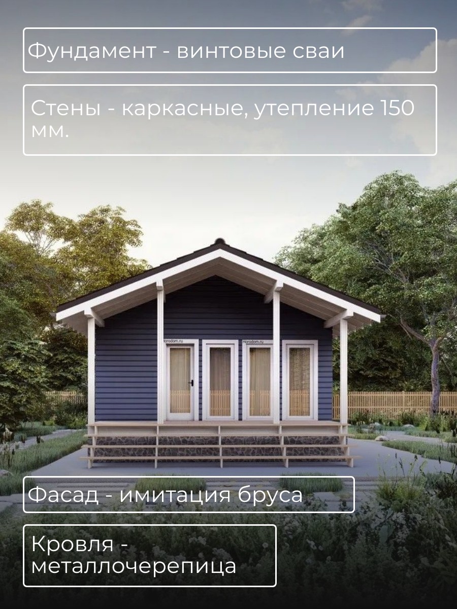 Проект дома 50 м2 / Каркасник / 1 этаж / — фото 5