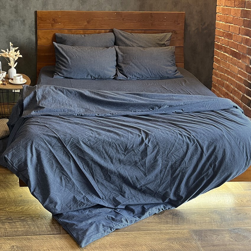 Варёный хлопок Джинсовый Меланж
