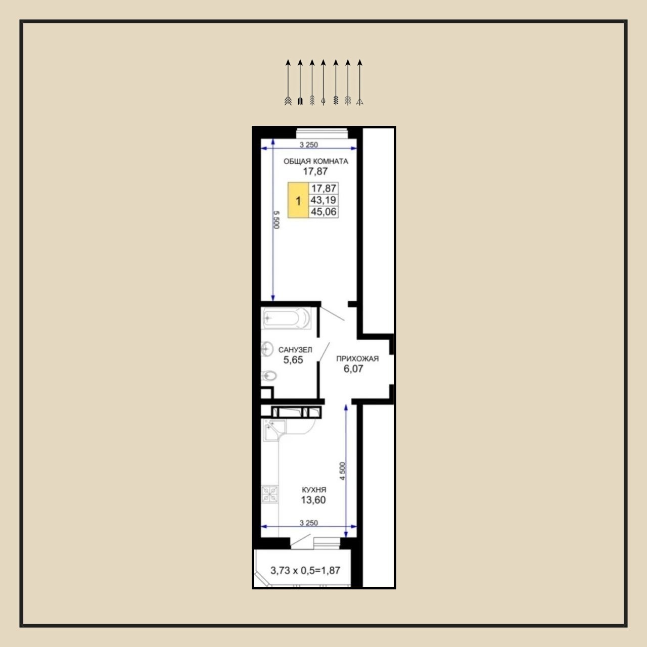 2-комнатная квартира, 45 м², ЖК Лучший 2 · Петра Метальникова