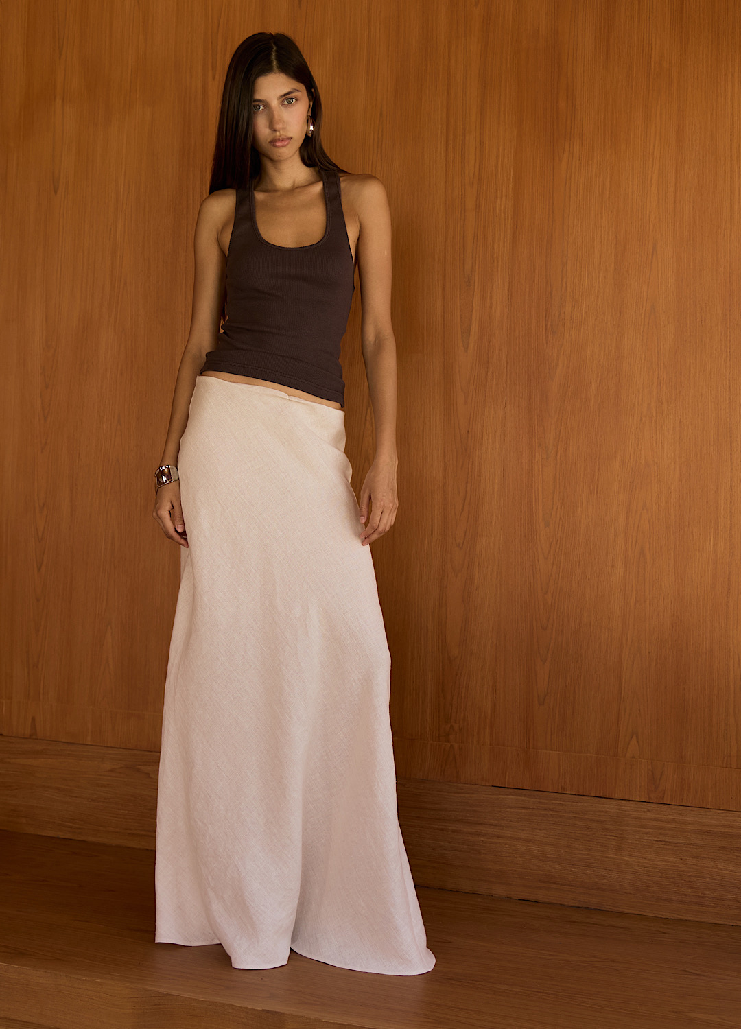 

Льняная юбка по косой Eva - Бежевая, Cream;бежевый